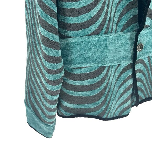 Khangura Jacket Womens Large Blue Tapestry Reversible Animal Print Art to Wear - Picture 11 of 16